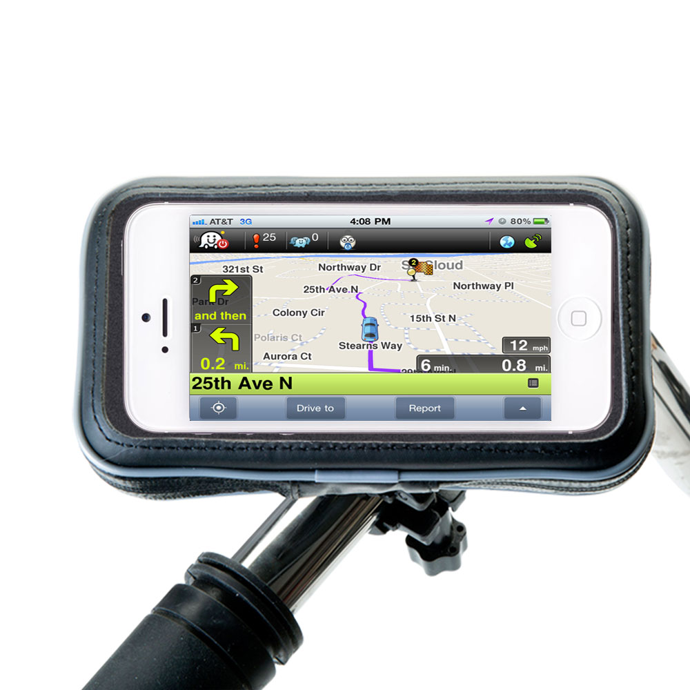 Weatherproof Handlebar Holder compatible with the Apple iPhone 4
