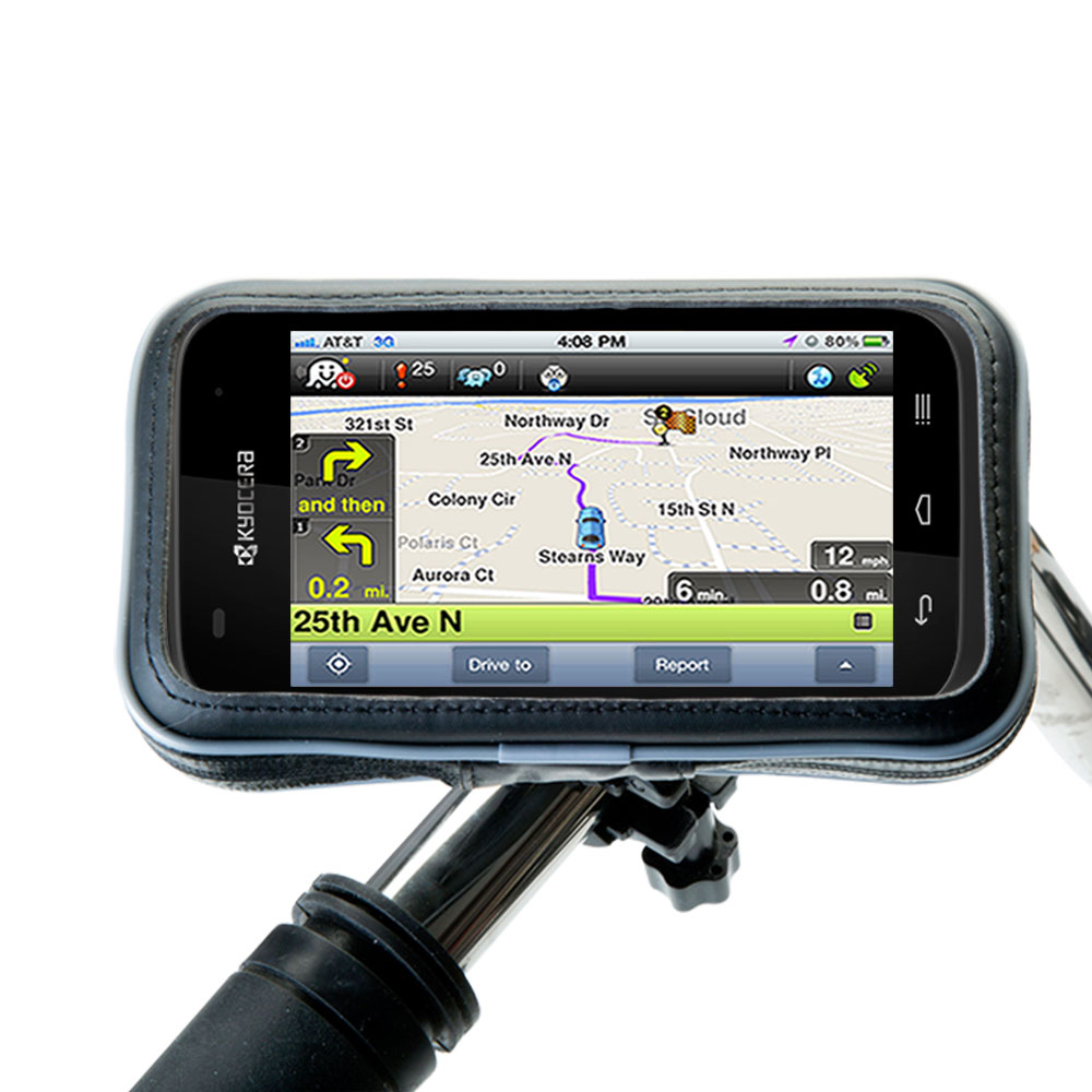 Weatherproof Handlebar Holder compatible with the Kyocera Hydro EDGE