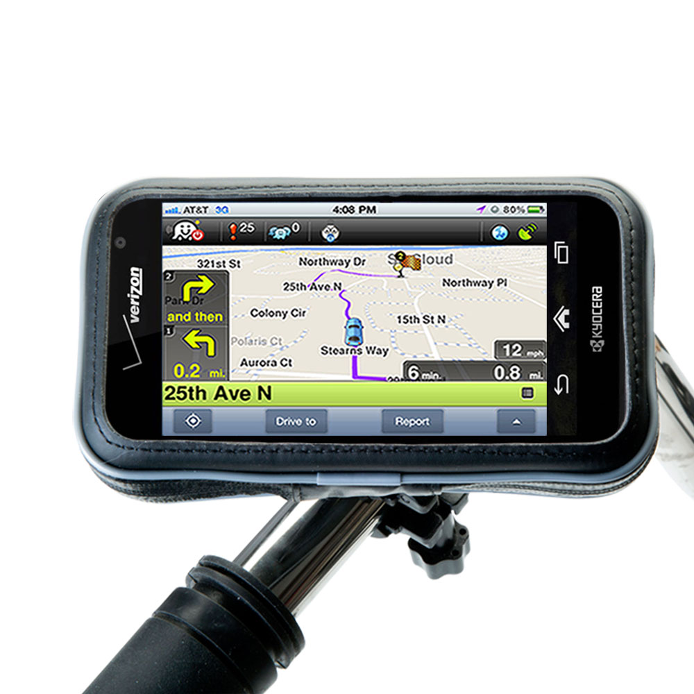 Weatherproof Handlebar Holder compatible with the Kyocera Hydro Elite