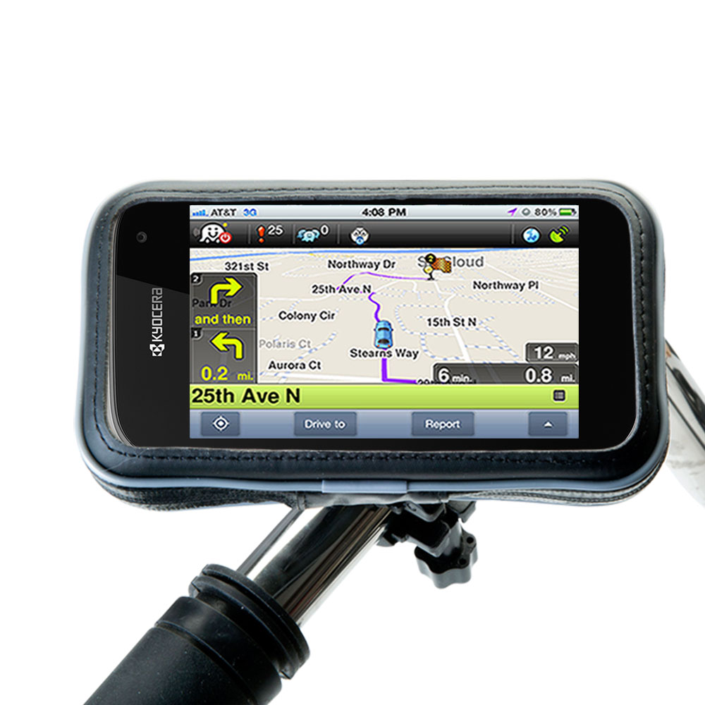 Weatherproof Handlebar Holder compatible with the Kyocera Hydro XTRM