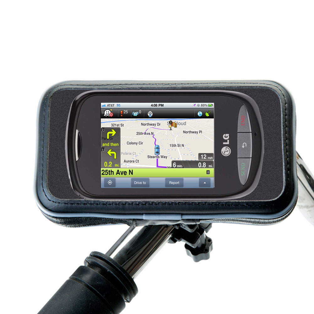 Weatherproof Handlebar Holder compatible with the LG 800G