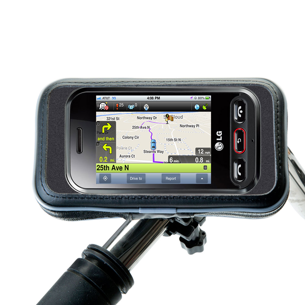 Weatherproof Handlebar Holder compatible with the LG Cookie 3G