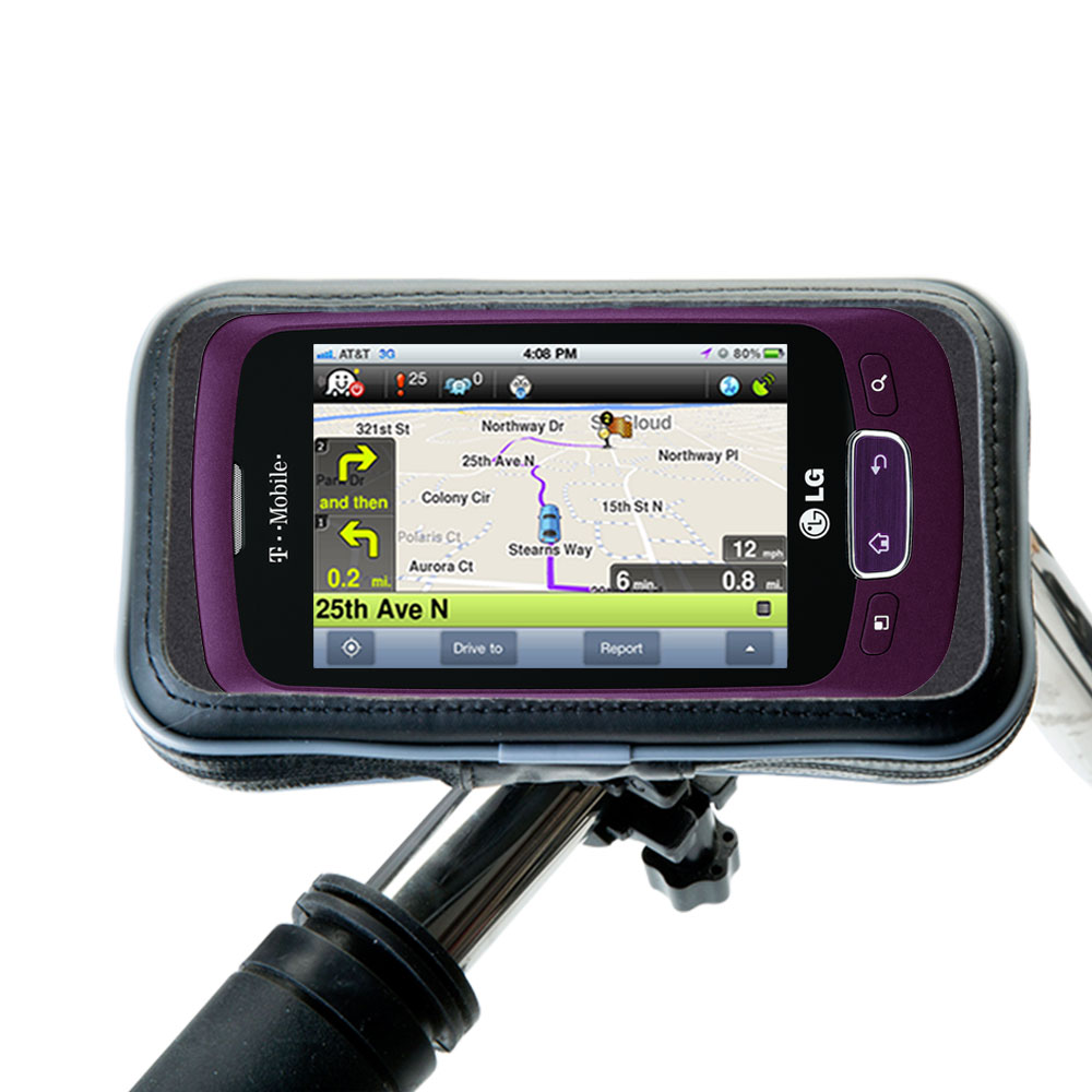 Weatherproof Handlebar Holder compatible with the LG Optimus T