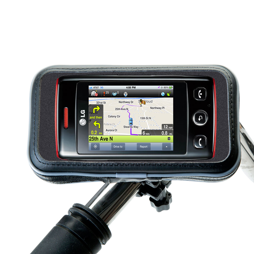 Weatherproof Handlebar Holder compatible with the LG Wink 3G