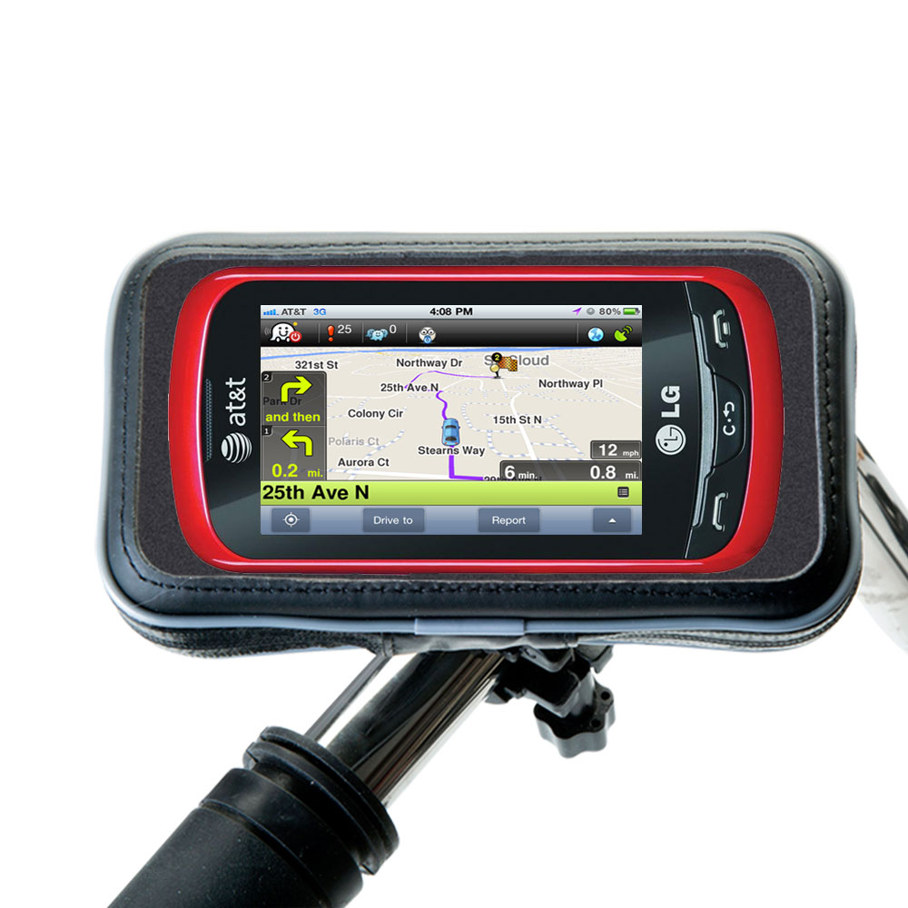 Weatherproof Handlebar Holder compatible with the LG Xpression