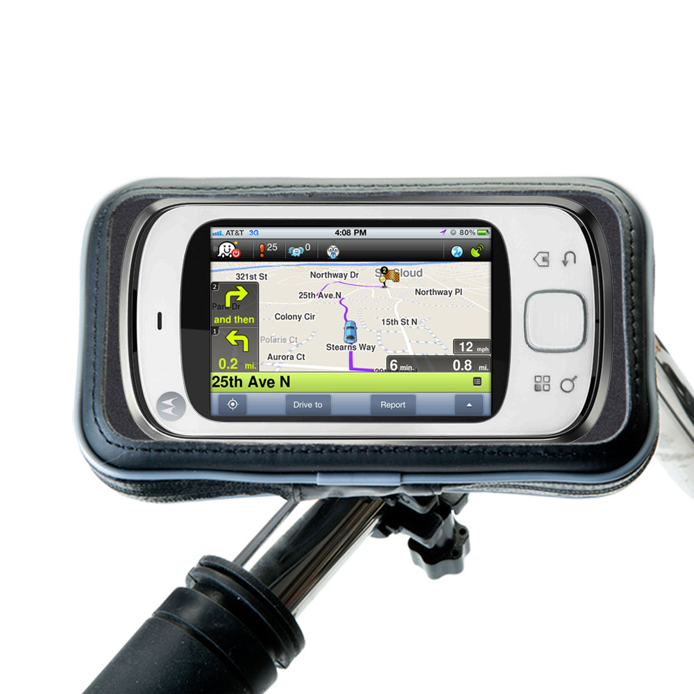 Weatherproof Handlebar Holder compatible with the Motorola QUENCH