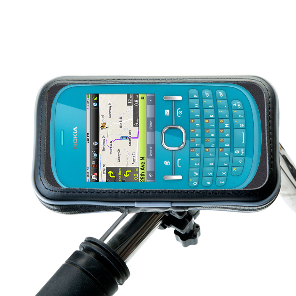 Weatherproof Handlebar Holder compatible with the Nokia Asha 200