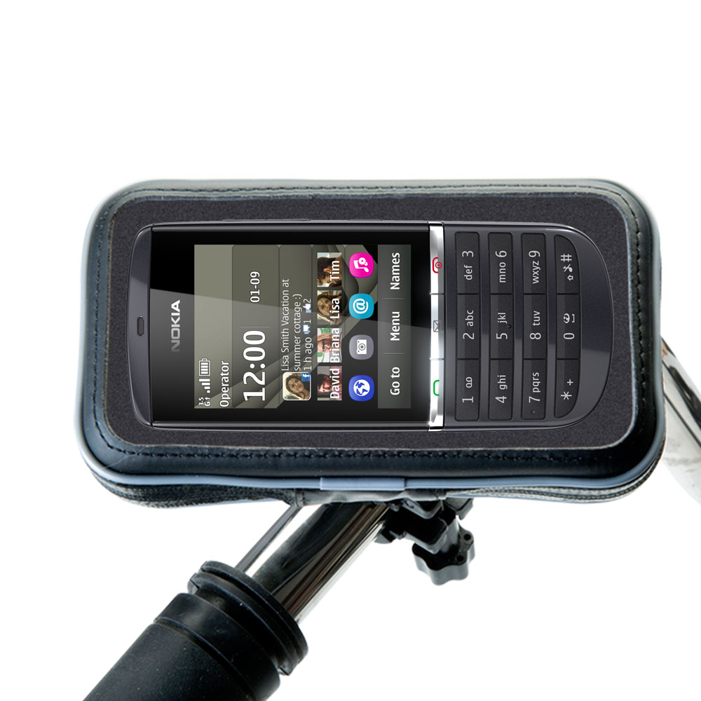Weatherproof Handlebar Holder compatible with the Nokia Asha 300