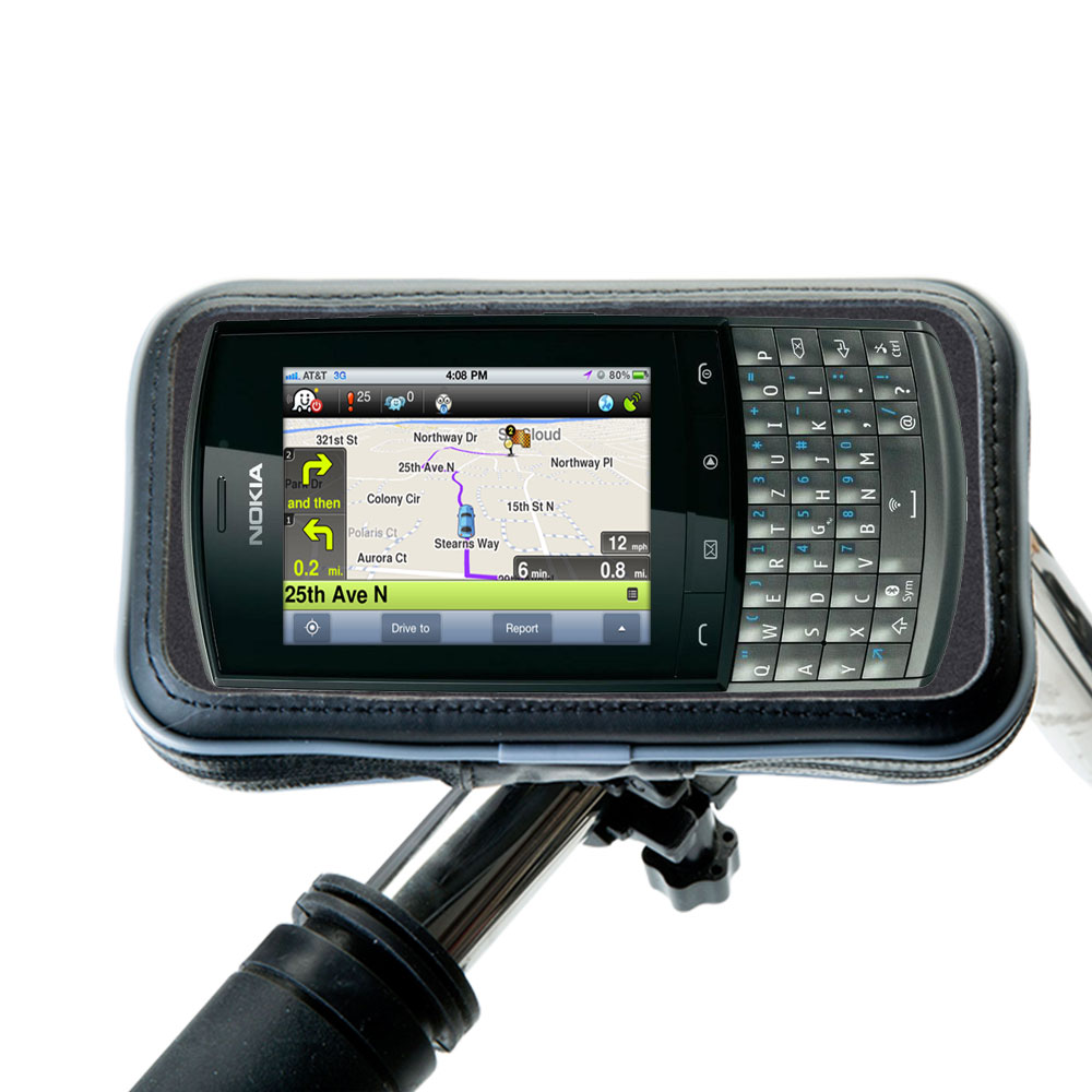 Weatherproof Handlebar Holder compatible with the Nokia Asha 303