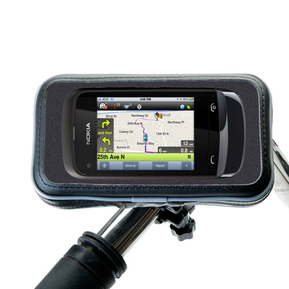 Weatherproof Handlebar Holder compatible with the Nokia C2-O6