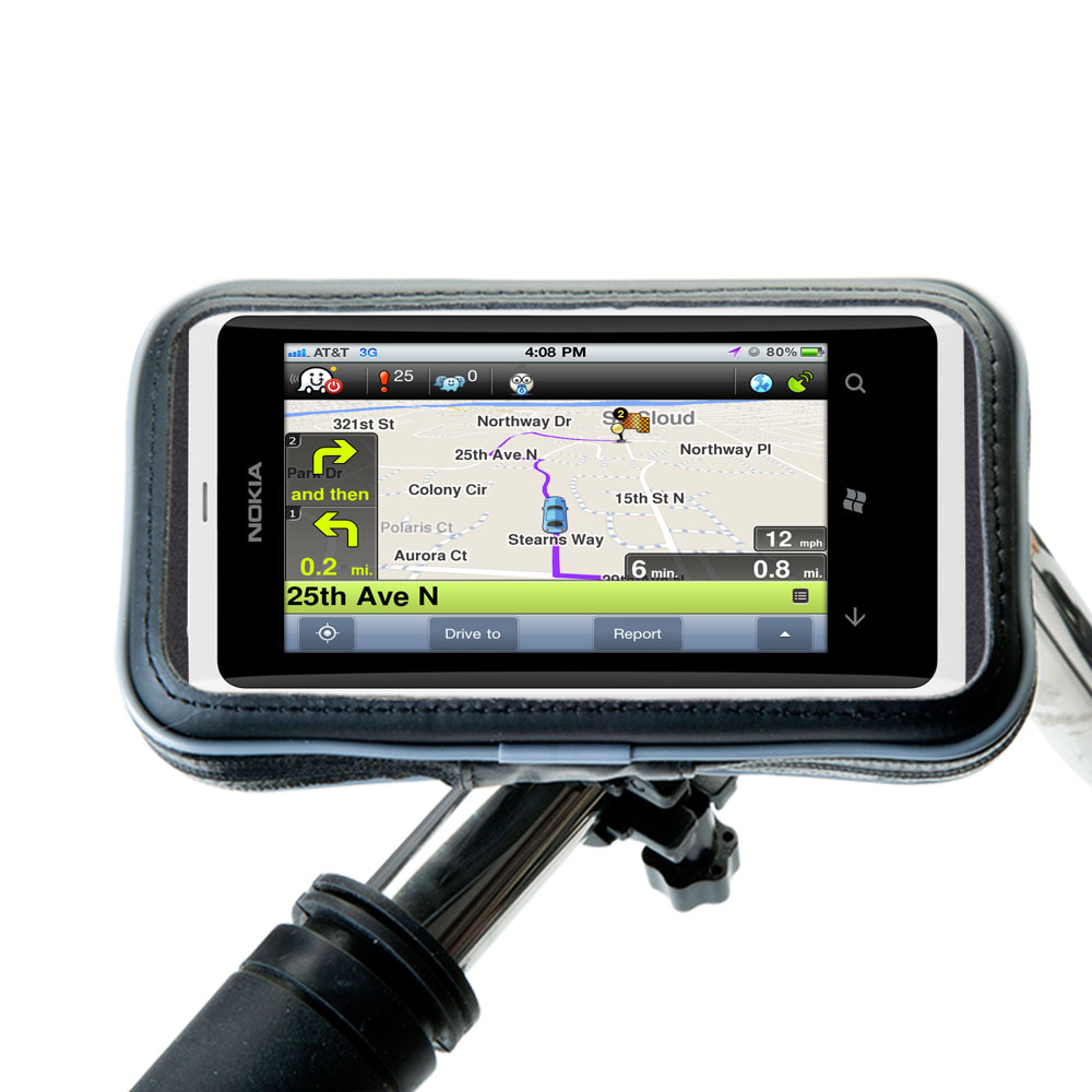 Weatherproof Handlebar Holder compatible with the Nokia Searay