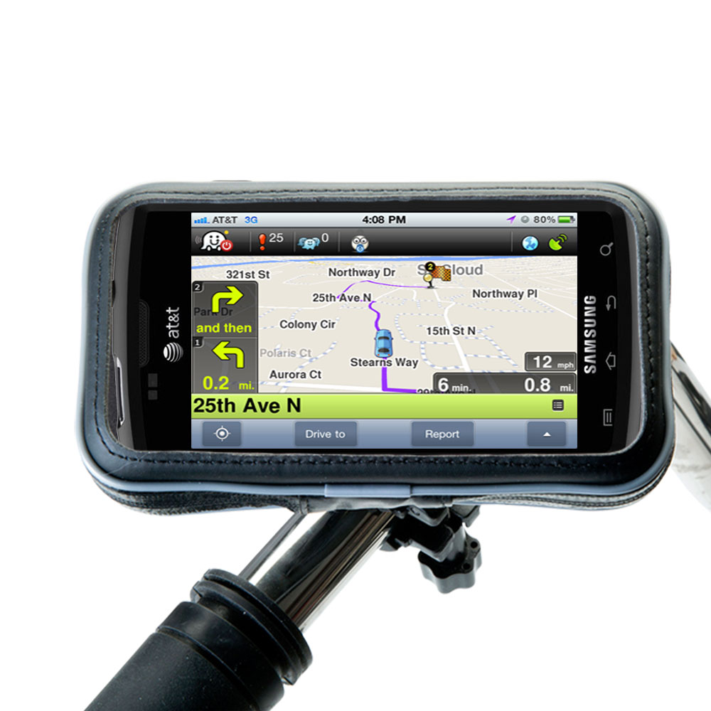 Weatherproof Handlebar Holder compatible with the Samsung Captivate