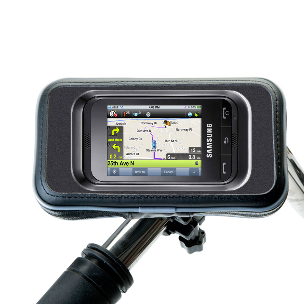 Weatherproof Handlebar Holder compatible with the Samsung Champ