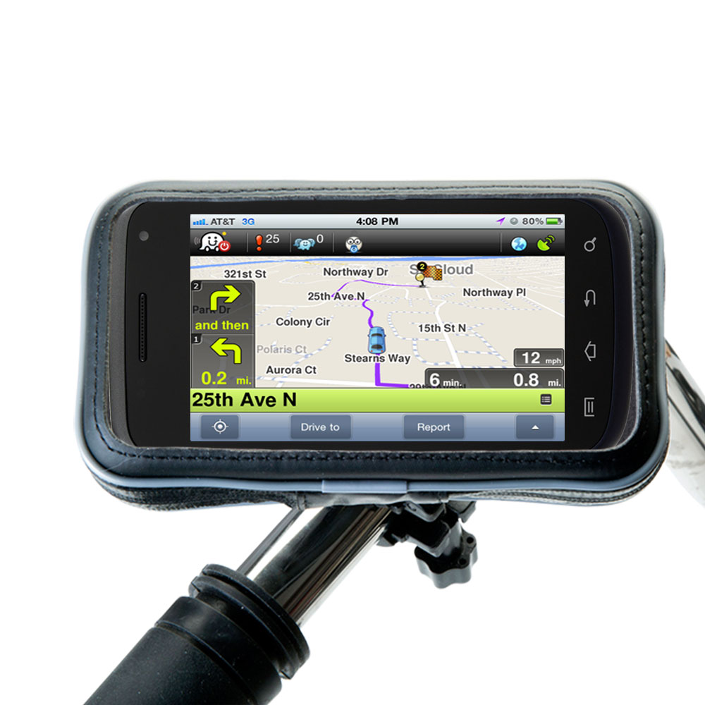 Weatherproof Handlebar Holder compatible with the Samsung Exhibit 4G