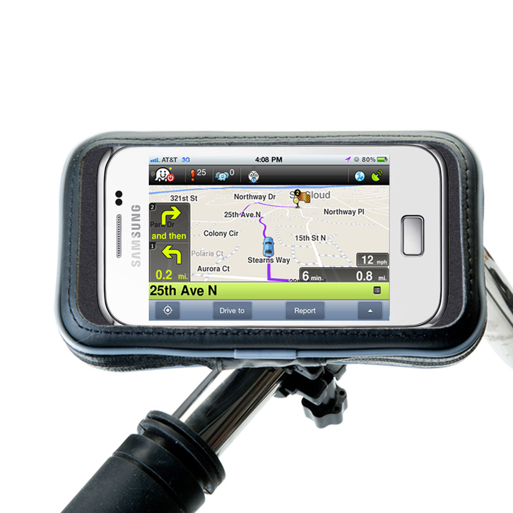 Weatherproof Handlebar Holder compatible with the Samsung Galaxy Ace Plus