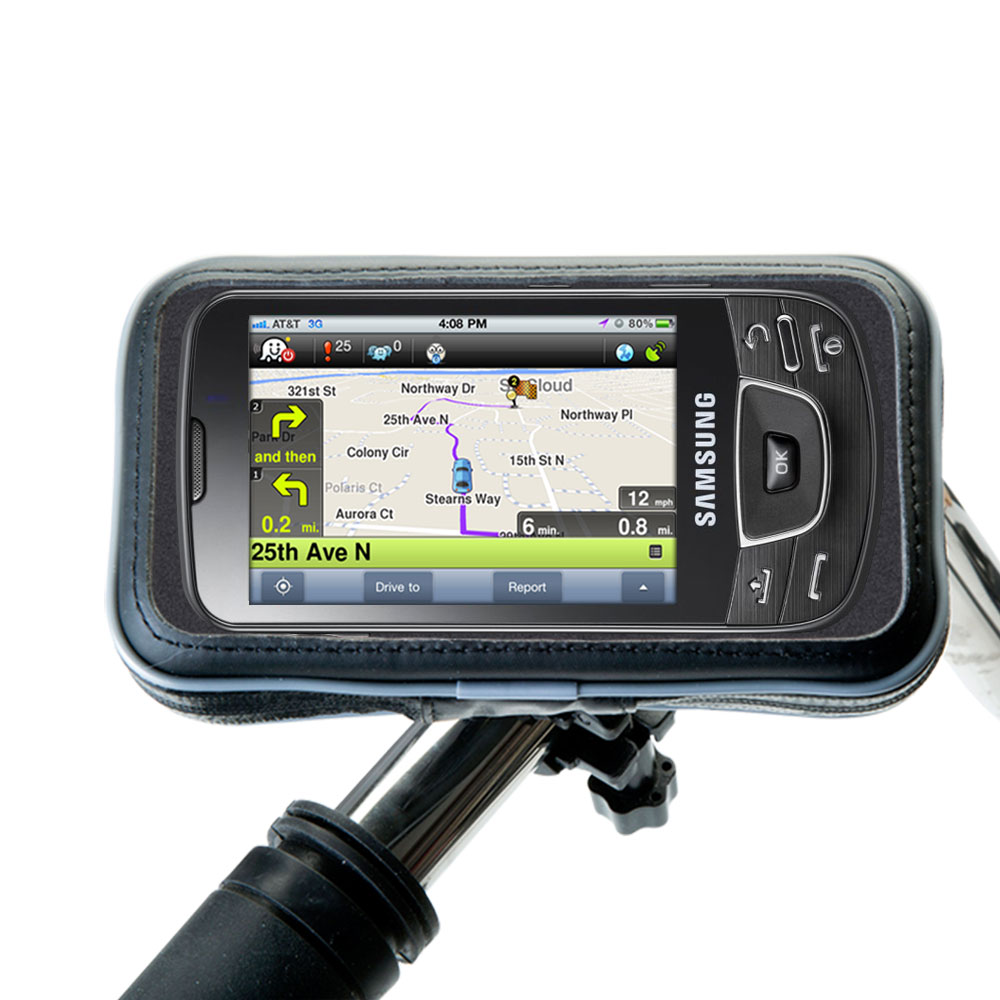 Weatherproof Handlebar Holder compatible with the Samsung Galaxy I7500