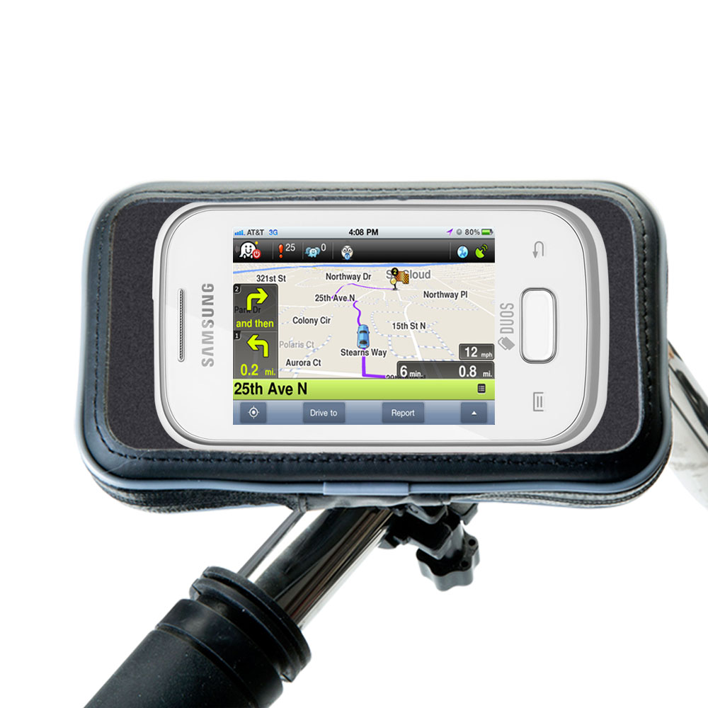 Weatherproof Handlebar Holder compatible with the Samsung Galaxy Pocket Duos