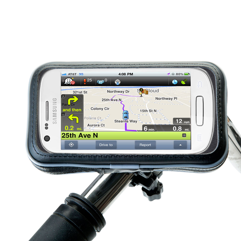 Weatherproof Handlebar Holder compatible with the Samsung Galaxy Prevail