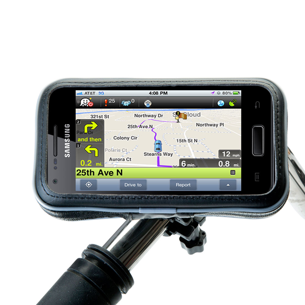 Weatherproof Handlebar Holder compatible with the Samsung Galaxy S Advance