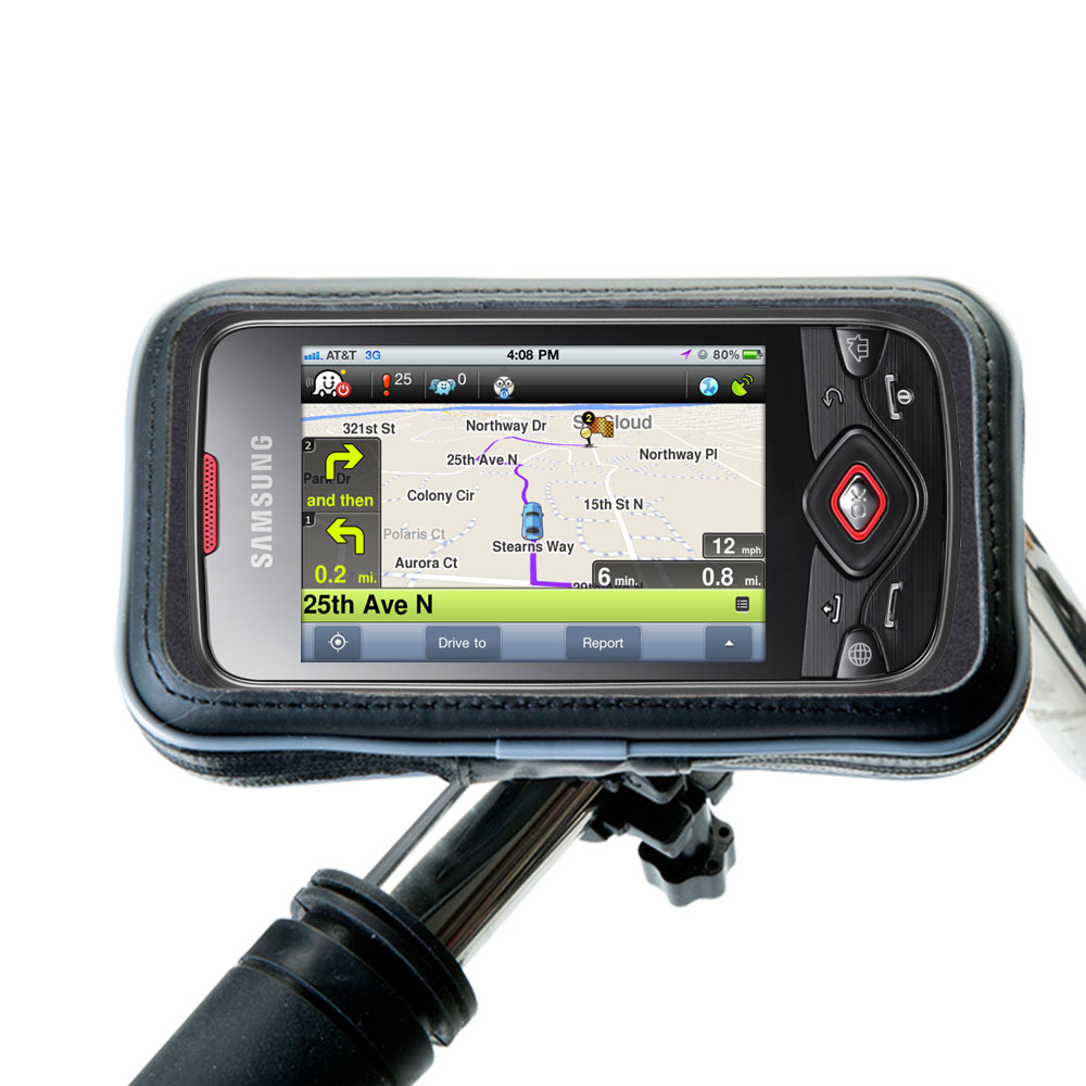 Weatherproof Handlebar Holder compatible with the Samsung Galaxy Spica