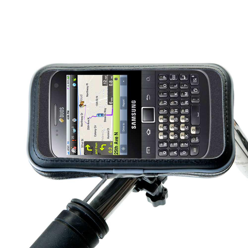 Weatherproof Handlebar Holder compatible with the Samsung Galaxy Y Pro DUOS