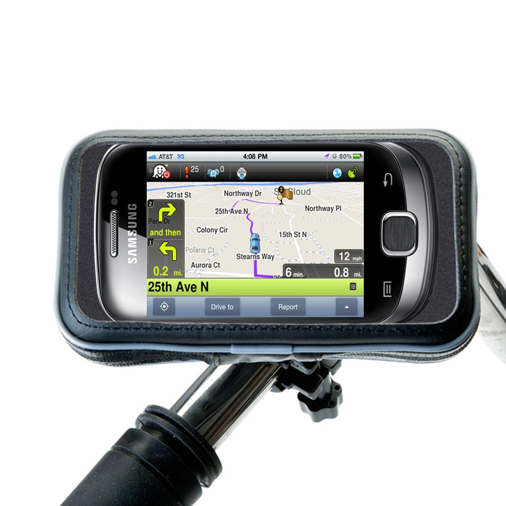 Weatherproof Handlebar Holder compatible with the Samsung GT-S5670