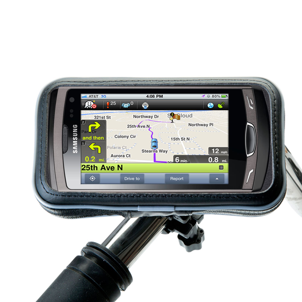 Weatherproof Handlebar Holder compatible with the Samsung GT-S8500