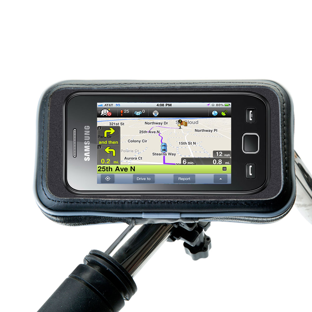 Weatherproof Handlebar Holder compatible with the Samsung S5250