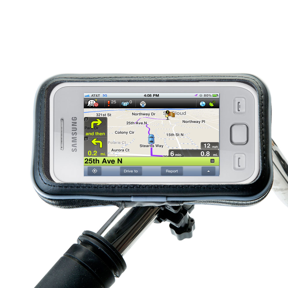 Weatherproof Handlebar Holder compatible with the Samsung S5750