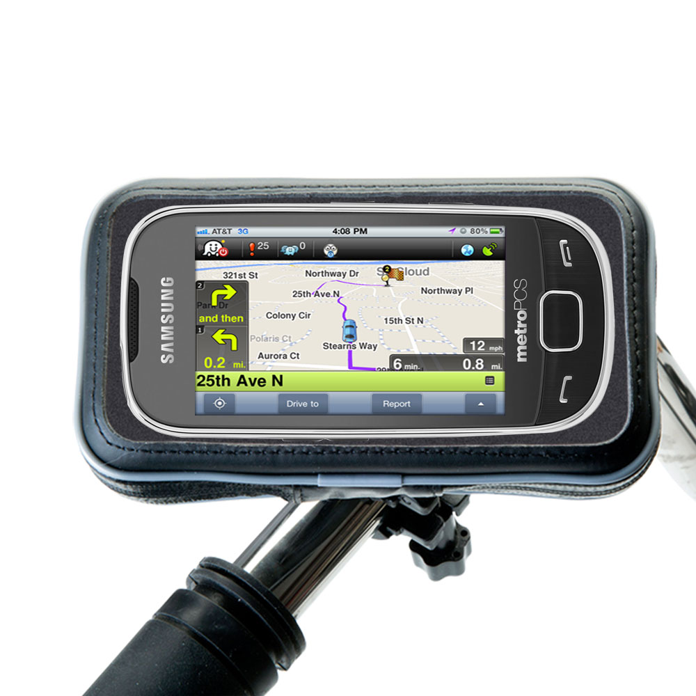 Weatherproof Handlebar Holder compatible with the Samsung SCH-R860 Caliber