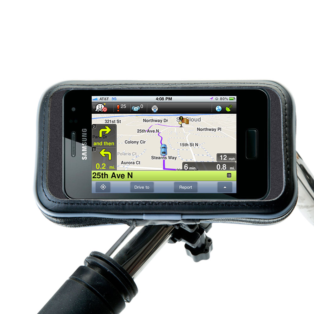 Weatherproof Handlebar Holder compatible with the Samsung Wave M
