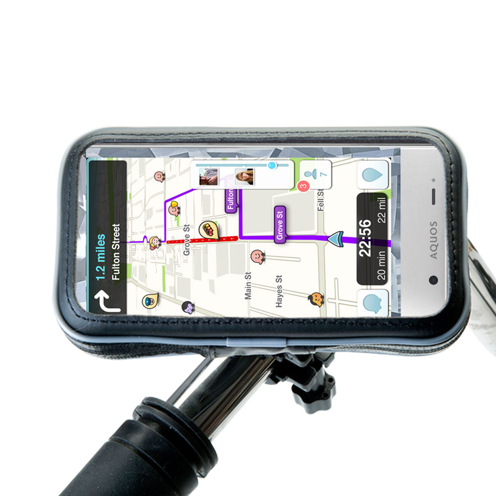 Weatherproof Handlebar Holder compatible with the Sharp AQUOS Crystal