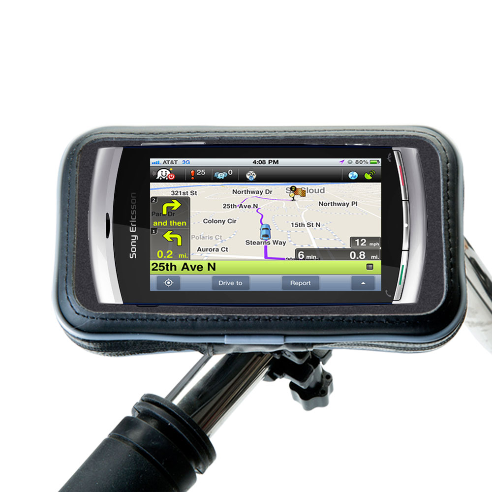 Heavy Duty Weather Resistant Bicycle / Motorcycle Handlebar Mount Holder Designed for the Sony Ericsson U5