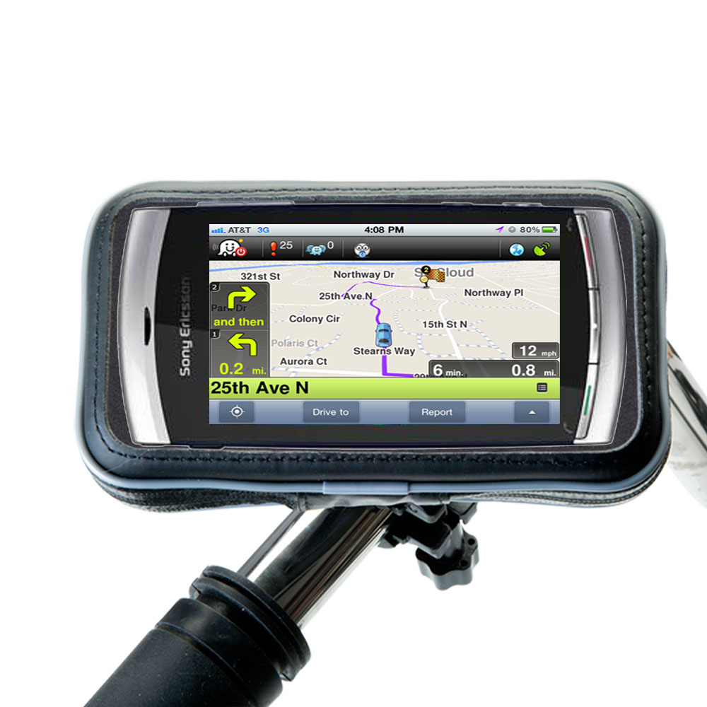 Weatherproof Handlebar Holder compatible with the Sony Ericsson Vivaz Pro a