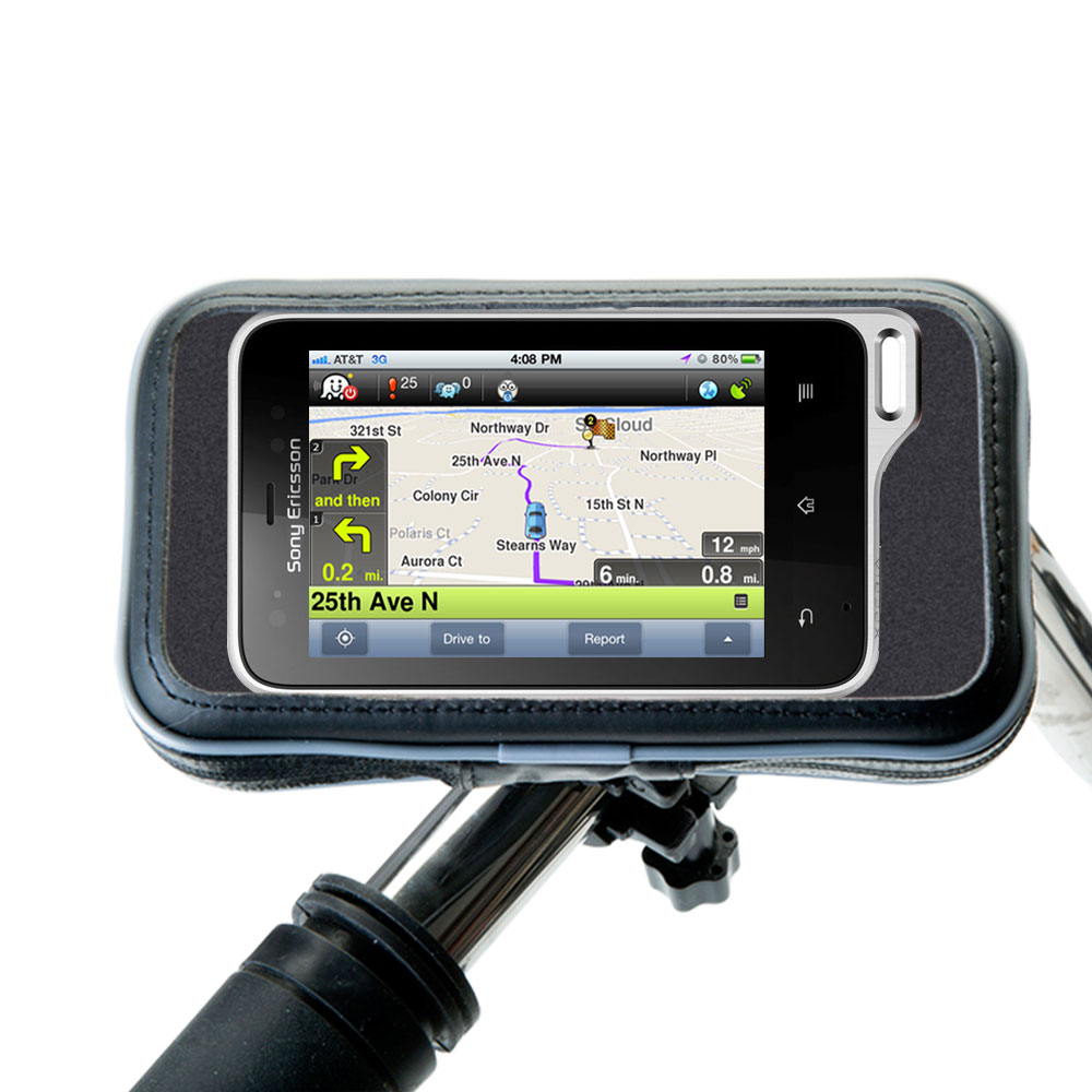 Weatherproof Handlebar Holder compatible with the Sony Ericsson Xperia active