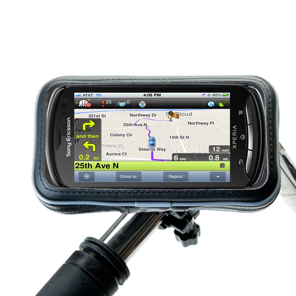 Weatherproof Handlebar Holder compatible with the Sony Ericsson Xperia Pro