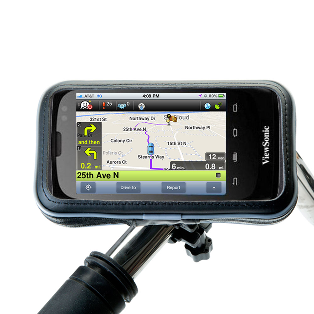 Weatherproof Handlebar Holder compatible with the ViewSonic ViewPhone 3 4s 4e 5e