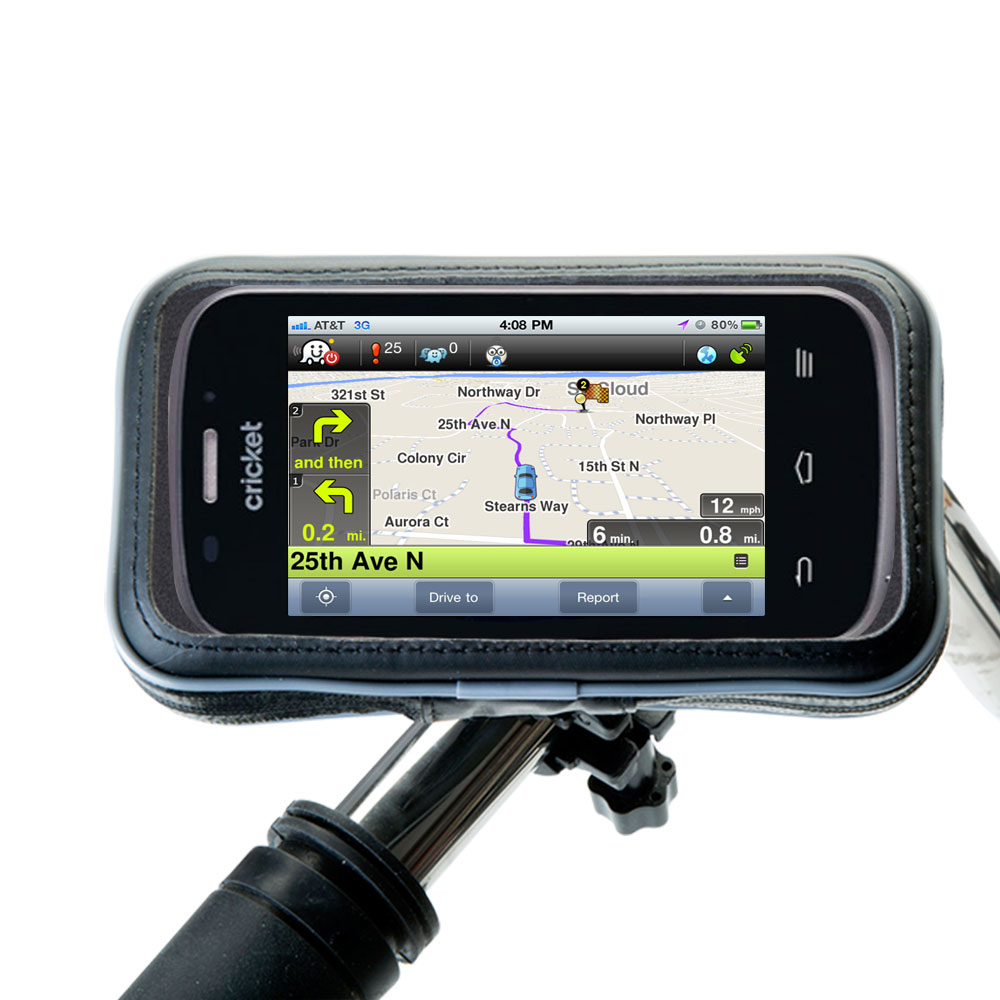 Weatherproof Handlebar Holder compatible with the ZTE Prelude 2
