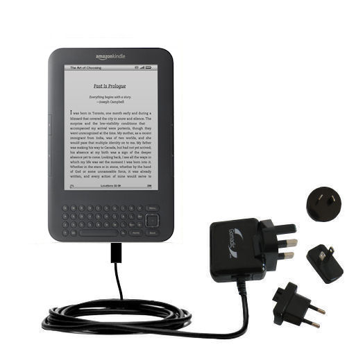 International Wall Charger compatible with the Amazon Kindle Latest Generation ( Wi-Fi Free 3G  6in. 9.7in. )