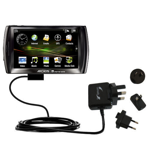 International Wall Charger compatible with the Archos 5 Internet Tablet with Android