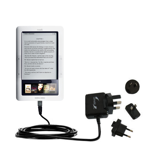 International Wall Charger compatible with the Barnes and Noble Nook 3G Wi-Fi