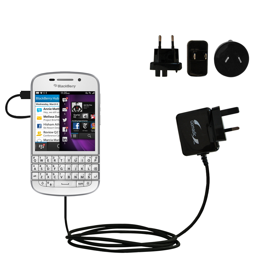 International Wall Charger compatible with the Blackberry Q10