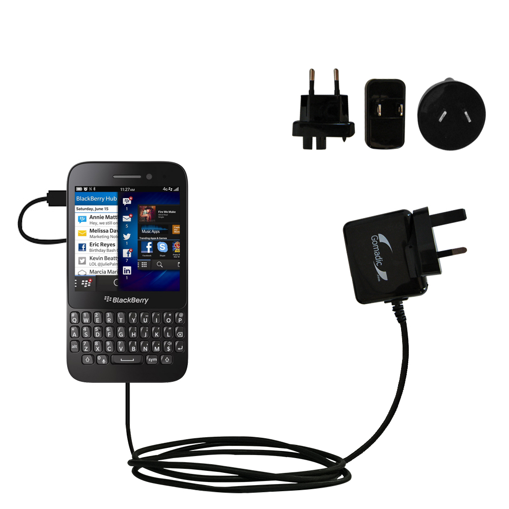 International Wall Charger compatible with the Blackberry Q5