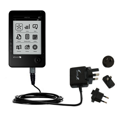 International Wall Charger compatible with the Elonex 621EB eInk eBook Reader