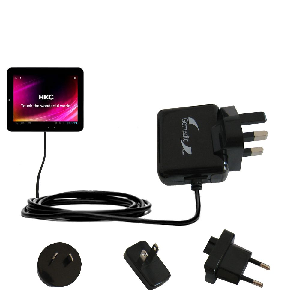 International Wall Charger compatible with the HKC P886A BK BBL APK Tablet
