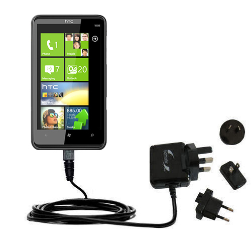 International Wall Charger compatible with the HTC HD7S