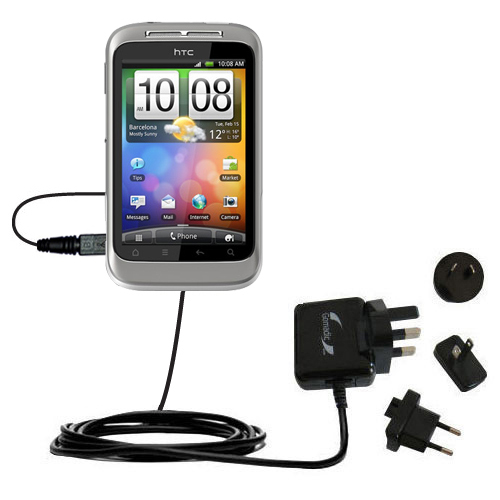 International Wall Charger compatible with the HTC Wildfire S