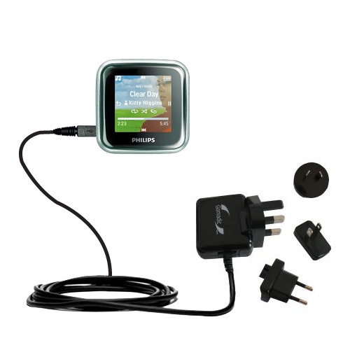 International Wall Charger compatible with the Philips GoGear SA2985/37 Spark