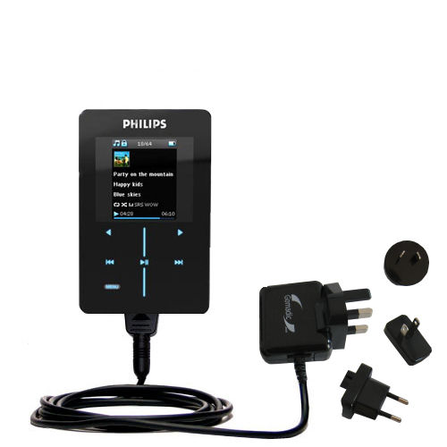 International Wall Charger compatible with the Philips GoGear SA9200/17 Super Slim