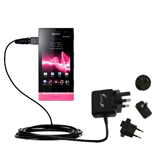 International Wall Charger compatible with the Sony Ericsson Xperia U / ST25i